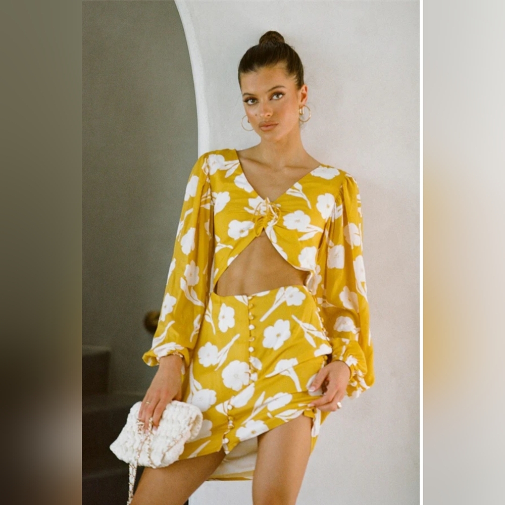 ⭐️SABO Yellow & White Paraiso Lista Dress Sz 2/XS